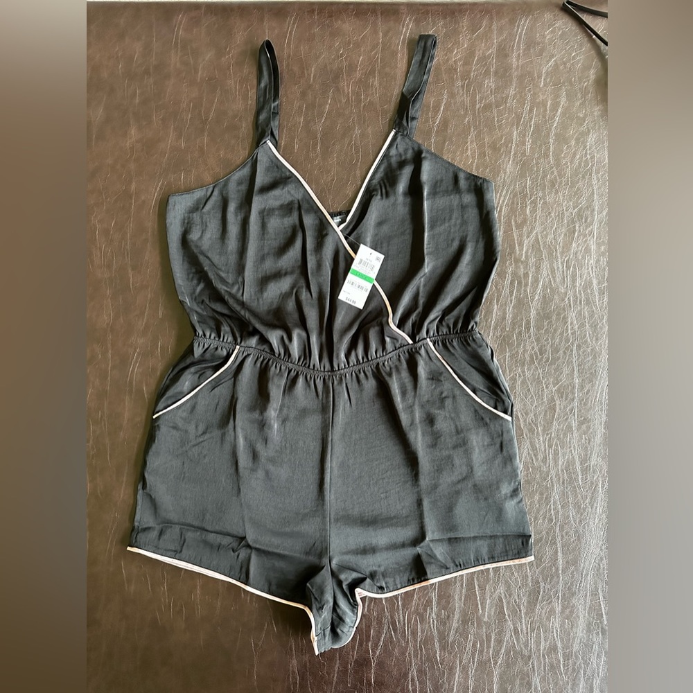 INC intimate, sleepwear black with pink trim romper new. International Concepts - Picture 1 of 12